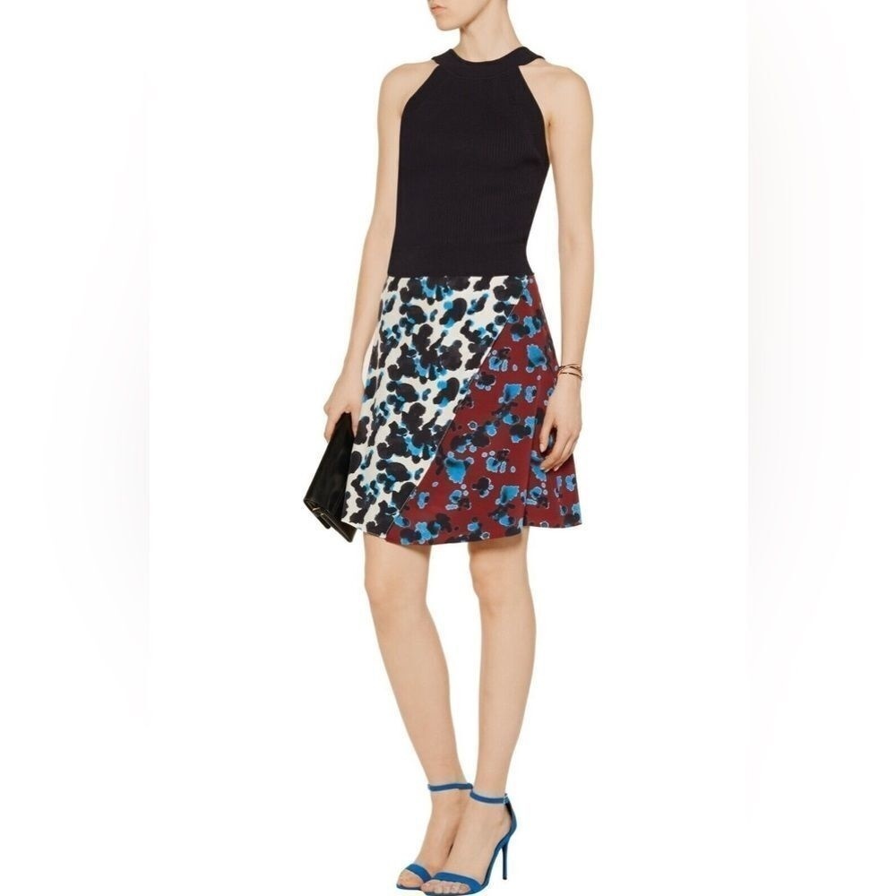 Tanya Taylor Mallory Ink Print Silk Skirt Size 8